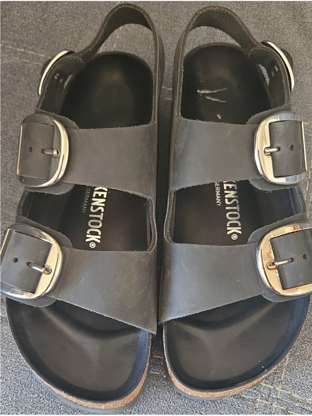 Birkenstock Big Buckle Black Double Sandal Oiled Leather Size 39 - Picture 4 of 10